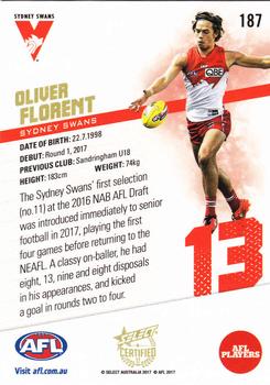 2017 Select Certified #187 Oliver Florent Back